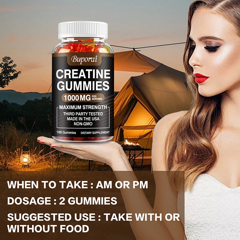 Creatine Monohydrate Gummies - Pre/post Workout, Fitness, Strength, Muscle Building Provide Energy Supplements