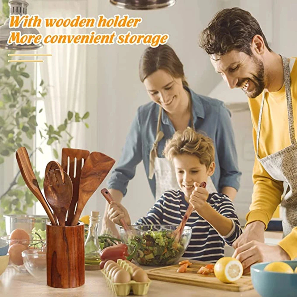 Kitchen Sets Wooden Kitchen Utensils Cooking Wooden Spoons Wooden Spoons Soup Utensils Kitchen Cooking Sets Cooking Gifts1-10PC