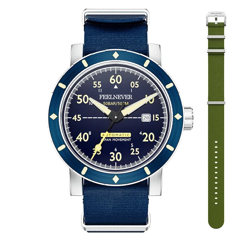 2024 New Men Watch Automatic Mechanical Wristwatch Sapphire Diver Watch 500M Waterproof Diving Sports Watches Men Reloj Hombre