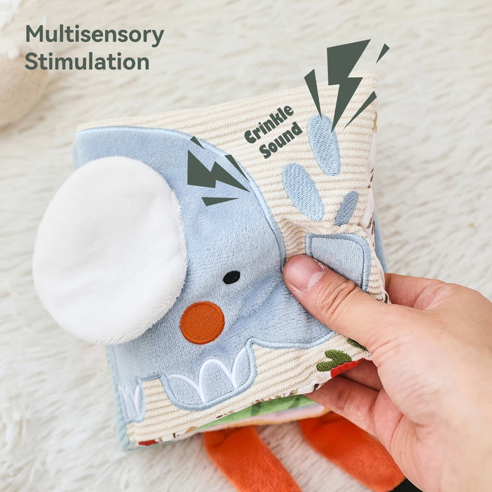Baby Toys Cloth Book Early Educational Baby Toys Sensory Book Baby Soft Books Toys Fluffy Cartoon Elephant Books With Mirror