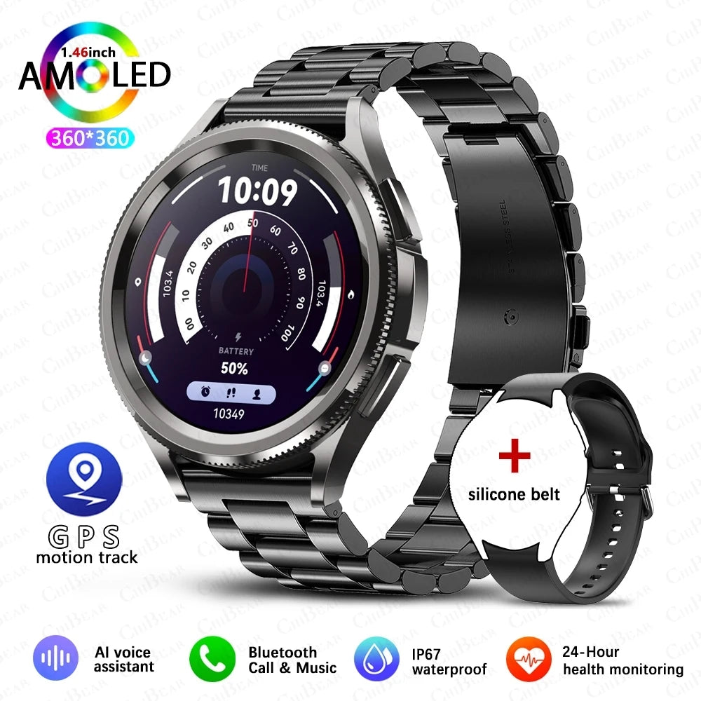 2025 New Watch 6 Smart Watch Men 1.46 inch GPS Sports Fitness Tracker Custom Dial Clock Heart Rate BT Calling SmartWatch Women