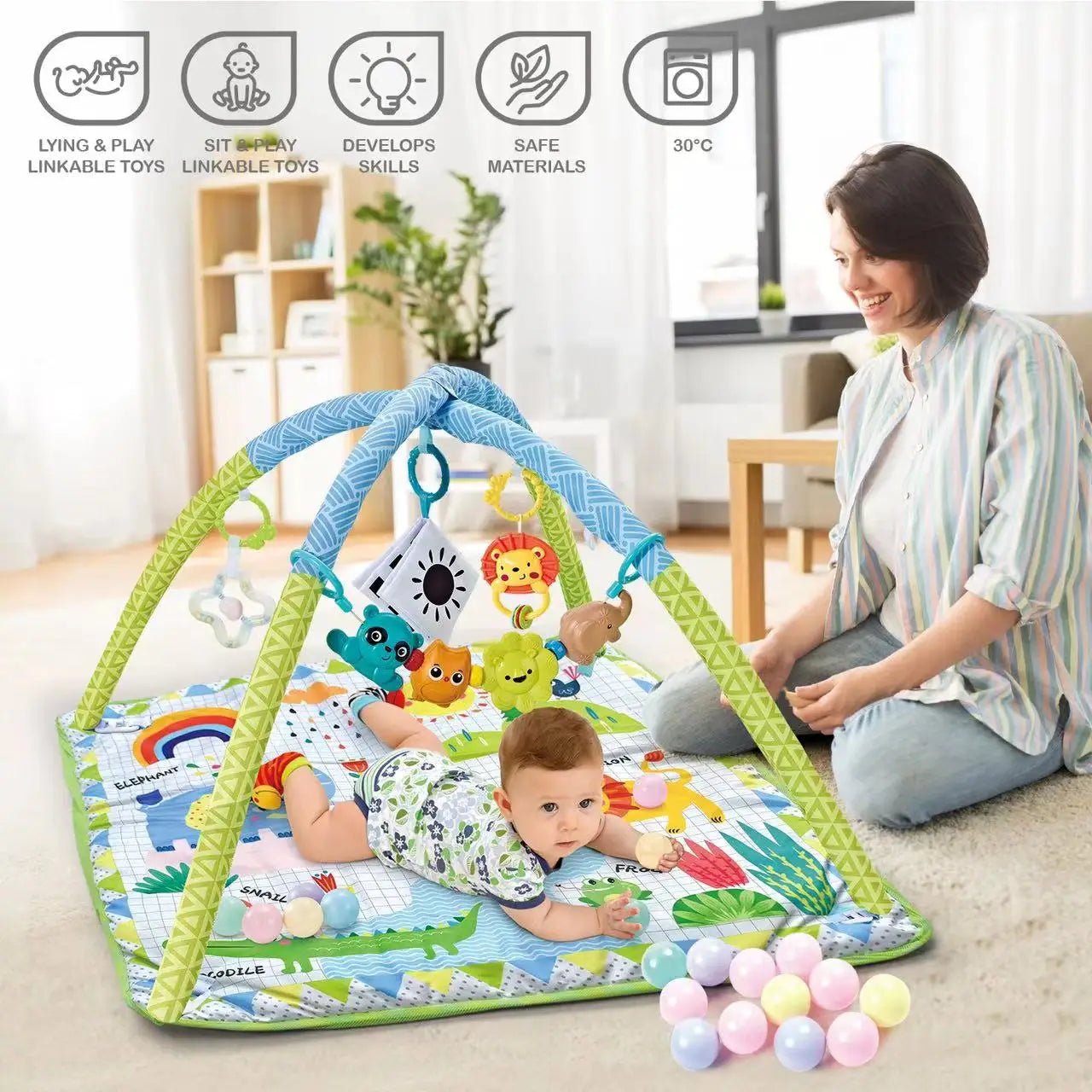 Baby Educational Fitness Frame For Children Crawling Game Blanket Infant Multi-function Detachable Toys Fence Crawling Blanket