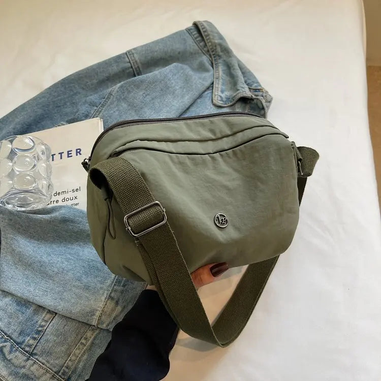 New 2025 Multi-Layer Casual Women's Crossbody Bag Portable Multi-Pocket Lightweight Waterproof Nylon Bag Soft Square Bag