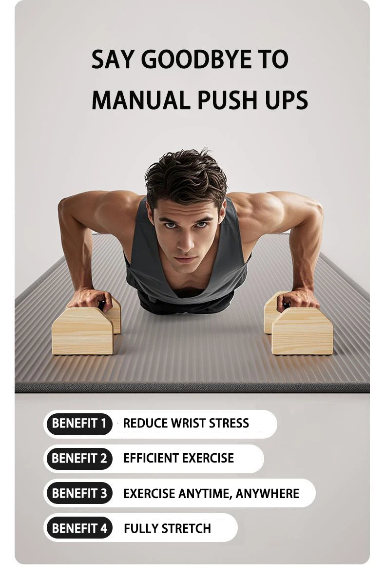 Push-up Stand Wood Pushup Bars Exercise Non-Slip Parallettes Handle Stands Calisthenics Fitness Equipment Home Strength Training
