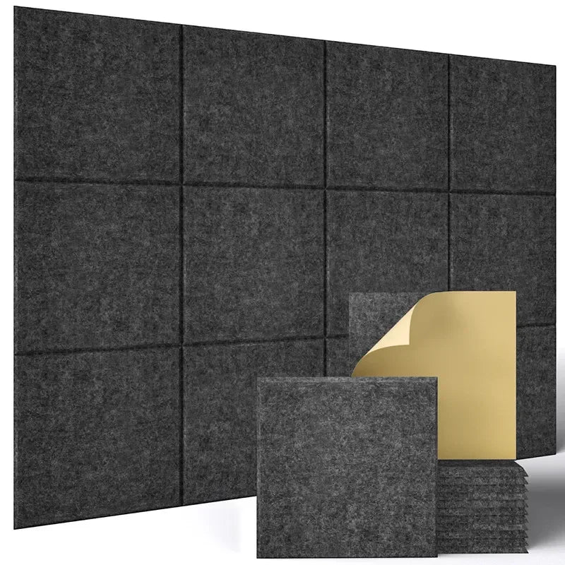 12 Pack Self-Adhesive Acoustic Panels 12" X 12" X 0.4" Square Sound Proof Panels Noise Insulation Wall Stickers for Home Studio