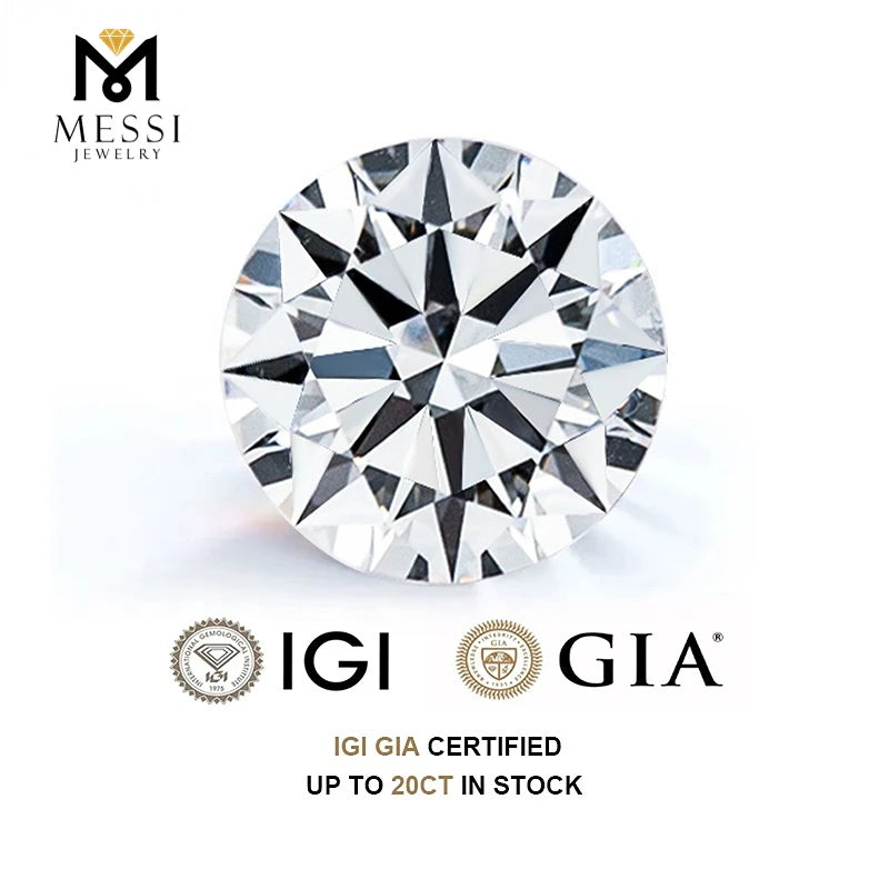 Messi Jewelry With IGI GIA Certificate Lab Grown Diamonds 0.3ct 0.5ct 0.8ct 1ct 1.5ct 2ct 3ct CVD HPHT Laboratory Diamond