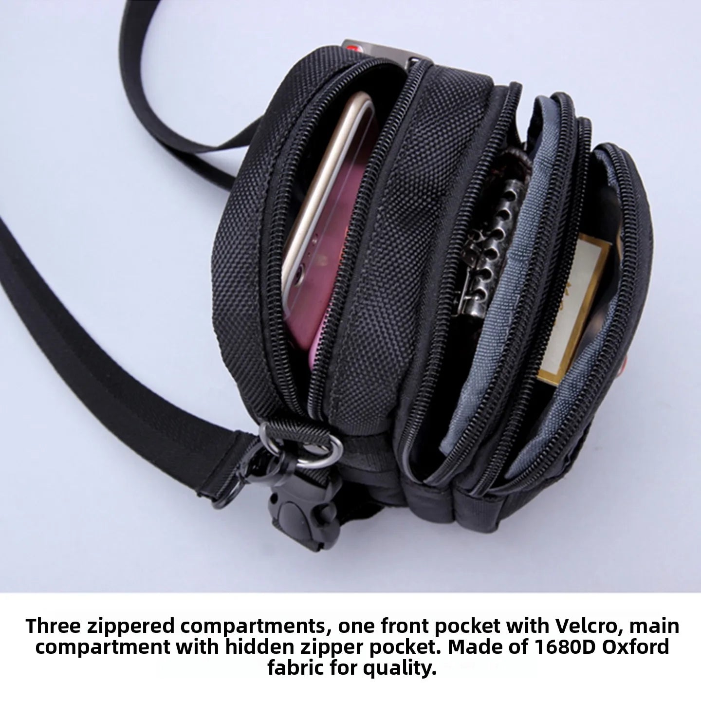 Large Capacity Oxford Cloth Military Knife Crossbody Bag for Men Commuting Work Bag Outdoor Waist Bag Bucket Shape Zipper Clo...