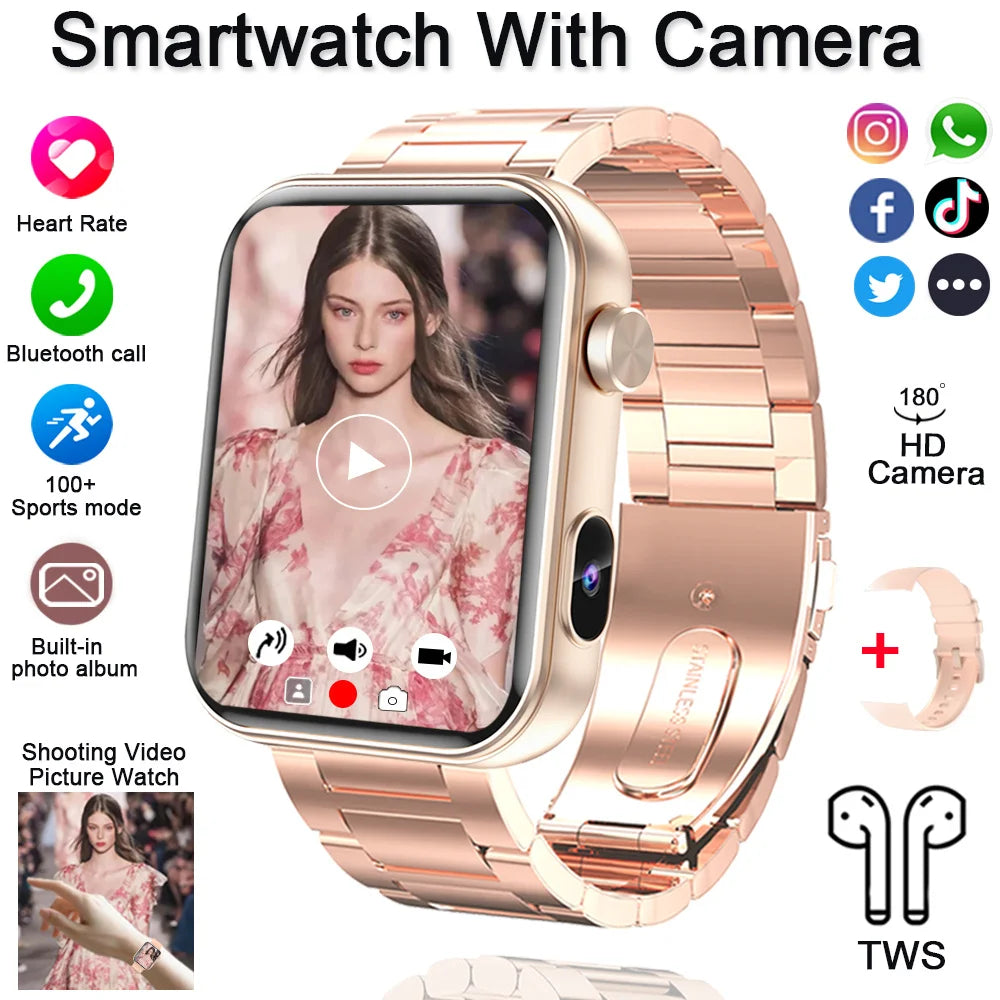 2025 New Smart Watch Women Men HD Camera Record Video Heart Rate 512MB Memory Music Sport Waterproof Bluetooth Call Smartwatch