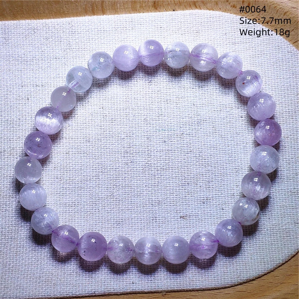 Natural Purple Kunzite Clear Round Beads Bracelet Jewelry Women Men Colorful Kunzite Bracelet Cat Eye Women Men AAAAAA