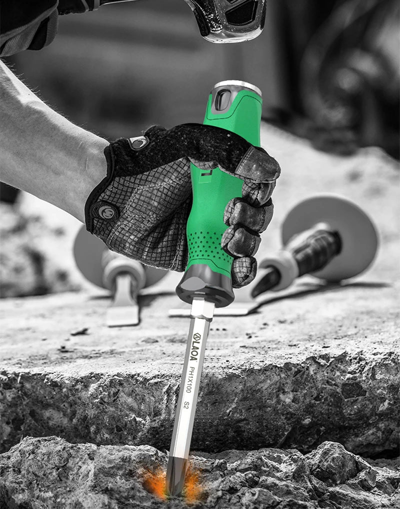 1pcs LAOA Magnetic Screwdriver Phillips Slotted Screwdrivers Set Hardness 58HRC Alloy Steel with Tap Knock Function