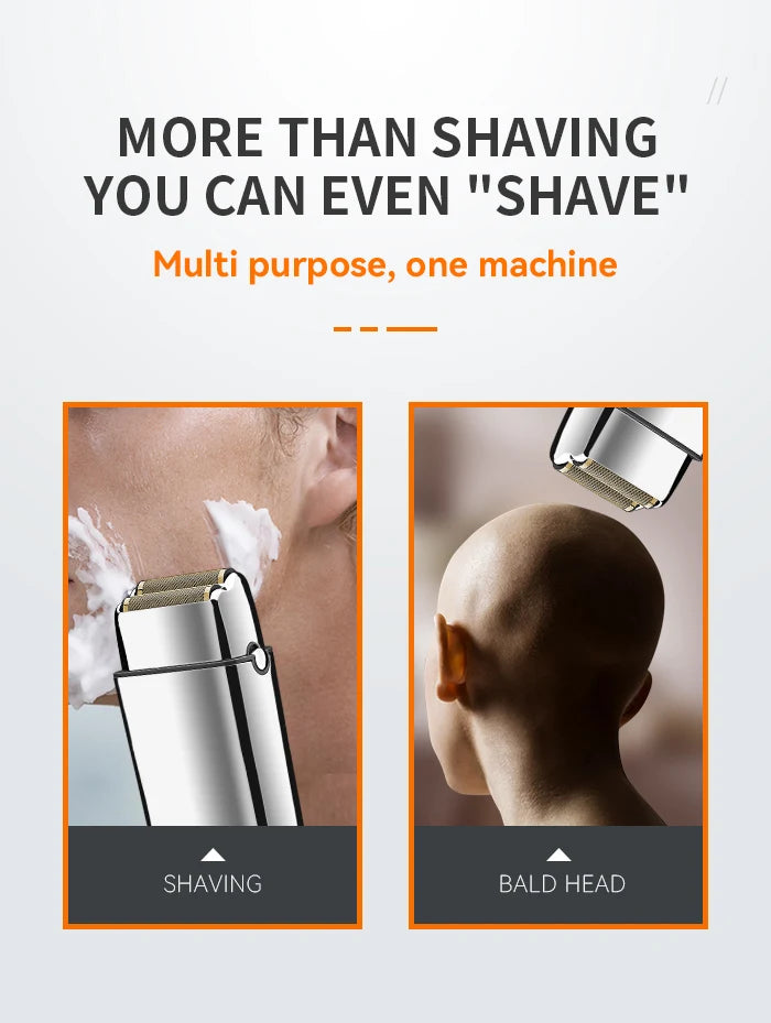 Kemei Tx5 Pro Metal Housing Barber Shop Hair Electric Shaver For Men Beard Bald Head Shaving Machine Rechargeable Electric Razor