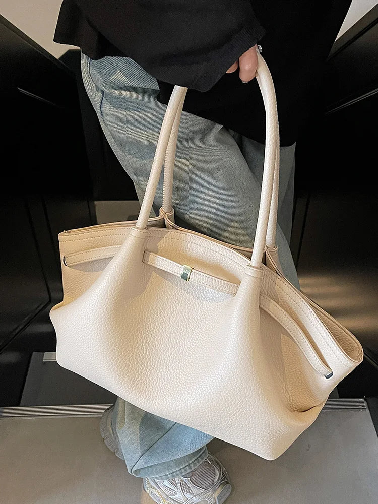 Large Capacity Women's Shoulder Bag Commuter Tote Bag Underarm Single Shoulder Bag Retro Design Casual Handbag