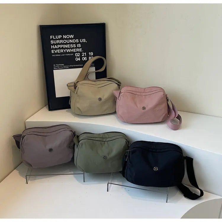 New 2025 Multi-Layer Casual Women's Crossbody Bag Portable Multi-Pocket Lightweight Waterproof Nylon Bag Soft Square Bag