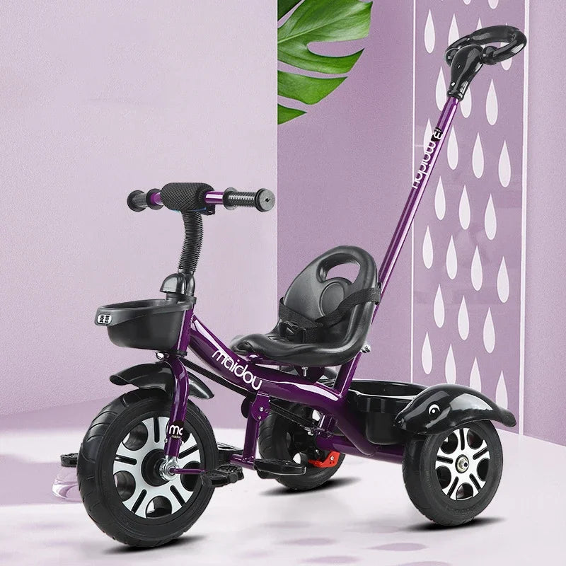 Multifunctional Three Wheeled Baby Balance Bike Lightweight Children Bicycle Hand Push Stroller for Baby Outdoor Riding Use