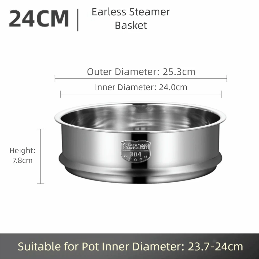 New 304 Stainless Steel Steamer Basket Thickened 16-32cm Food Steam Rack Generic Safe Material Drain Basket Home Cooking