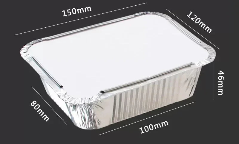 100 Pieces of Barbecue Tin Foil Special Packaging Box Aluminum Foil Lunch Box Home Takeaway Air Fryer Disposable Tin Foil Bowl