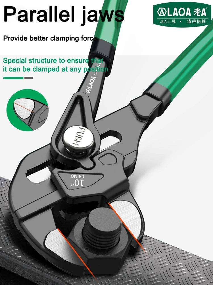 LAOA Clamp Type Wrench Pipe Pliers Parallel Clamping Mouth Multi-Purpose 7" 10" Adjustable Wrench Manual Clamping Household Tool