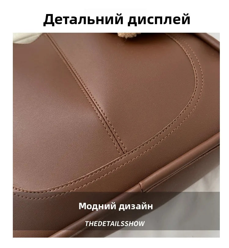 Large Capacity Bucket Bag Women's Retro Versatile Single Shoulder Tote Bag for Work Commuting Soft American Vintage Style