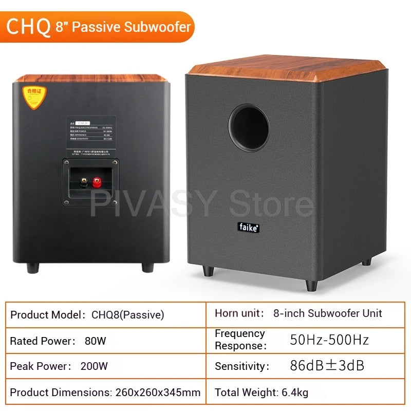 8/10/12 inch Passive Subwoofer 80-150W HiFi Sound Box 50Hz-500Hz Wooden Speakers 4-8ohm Sound System For Home Theater DJ Studio