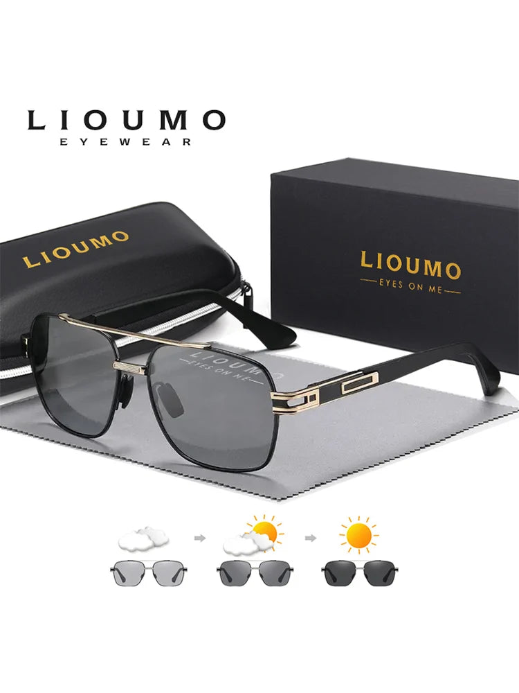 LIOUMO Top Quality Men's Sunglasses Polarized Photochromic Driving Glasses Women Fashion Chameleon Goggles Anti-Glare zonnebril