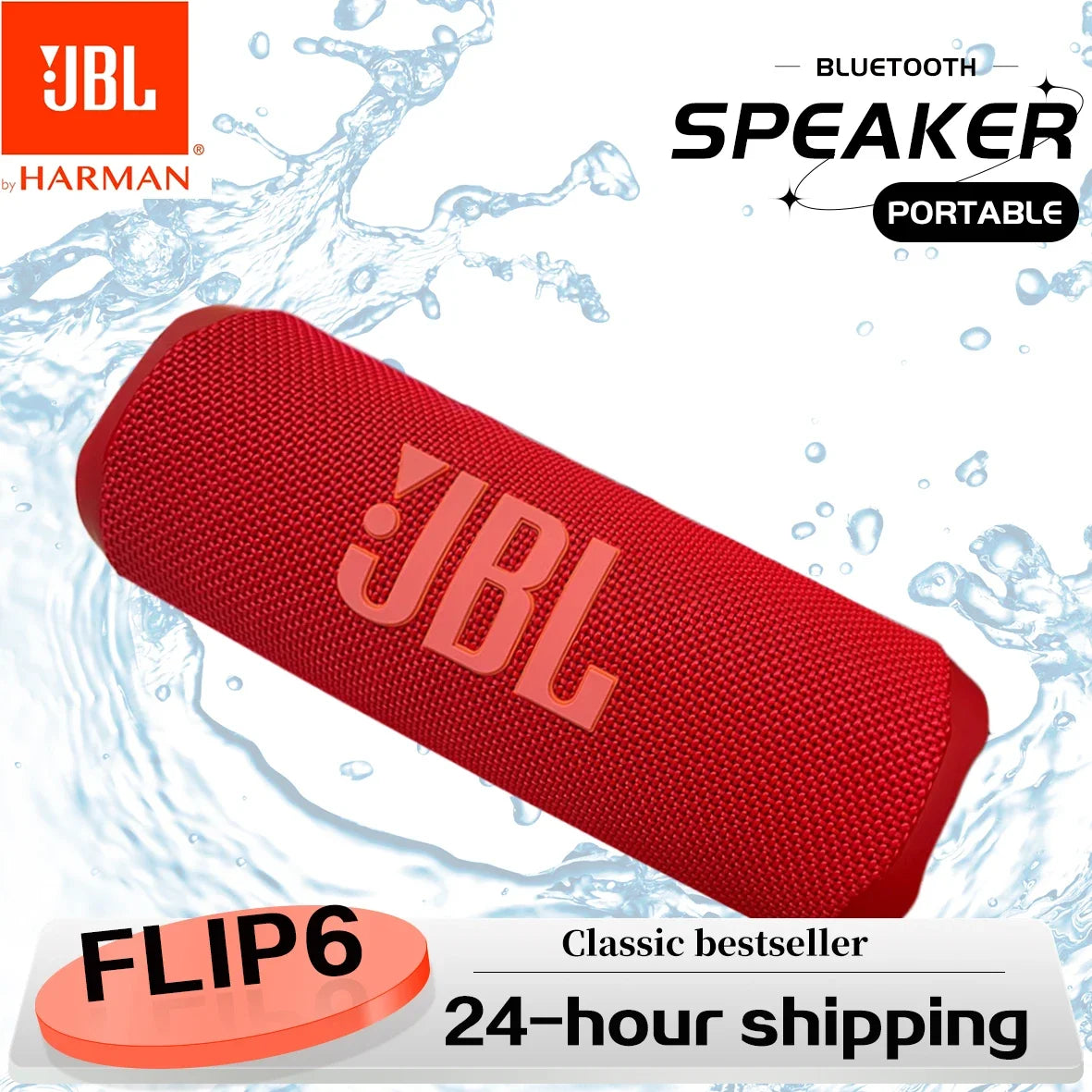 JBL Flip 6 Wireless Bluetooth Speaker - Rugged Waterproof Design Enhanced Sound with Independent Tweeters