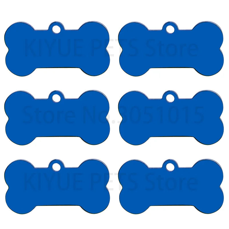 Stainless Steel 20Pcs Bone Dog ID Tag Keychain Engraved Pet ID  Personalized Collar Tags Pendant Keyring Bone Pet Accessories