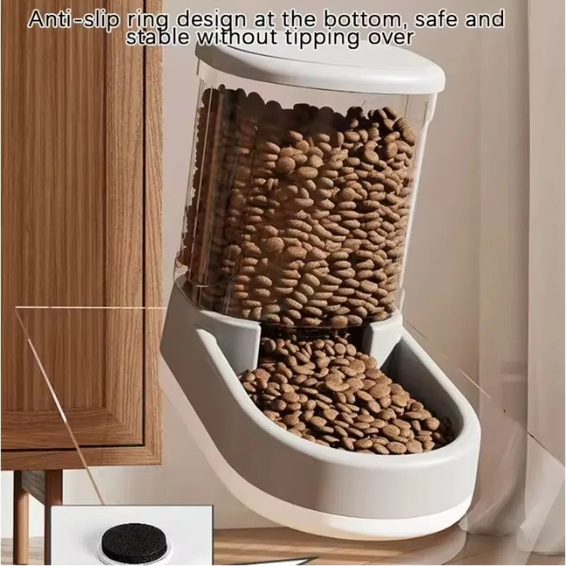 +Large - Capacity Automatic Pet Feeder & Water Dispenser for Dog/Cat, Gravity Design, Save Time & Effort