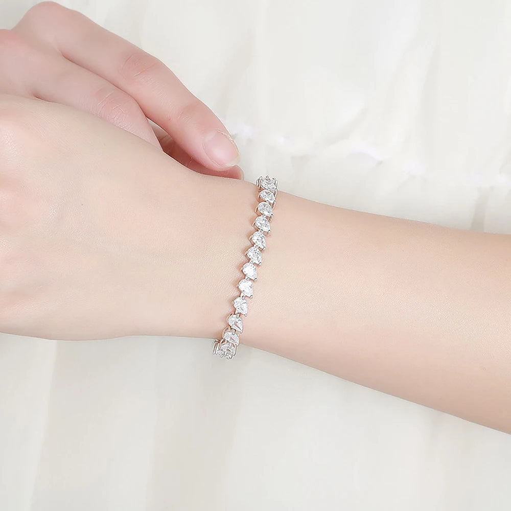 Certified 0.5carat Pear Cut Moissanite Diamond Tennis Bracelets for Women 925 Sterling Silver Waterdrop Shape Wrist Chain