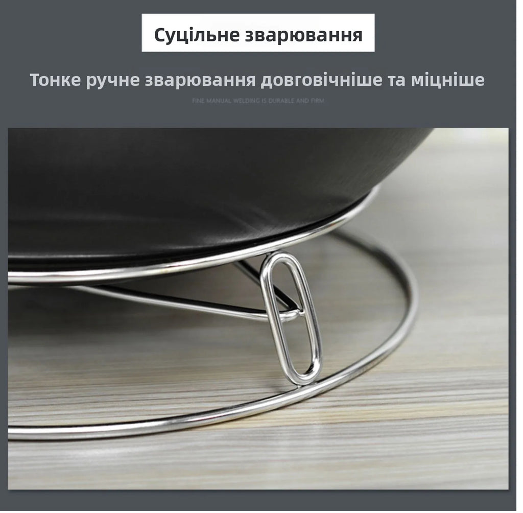 Thickened Stainless Steel round Tube Wok Stand Double Layer Pot Pad with Plate Connected Pot Stand Heat Insulation Anti-Scald...