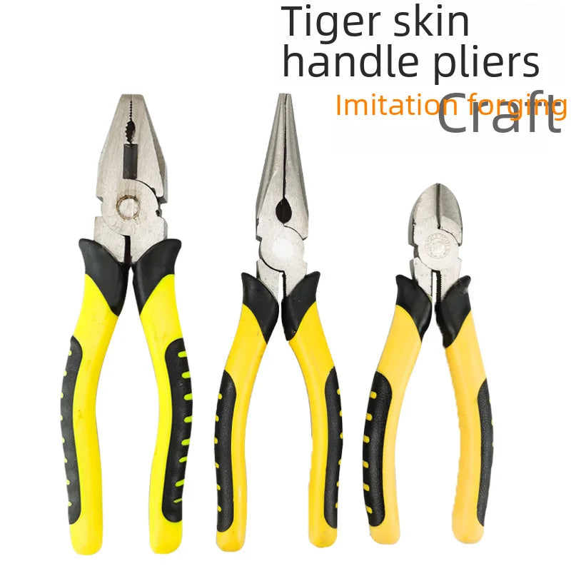 6-inch 8-inch Steel Wire Cutters Sharp Nose Tiger Mouth Design Manual Hardware Tools Tiger Skin Handle