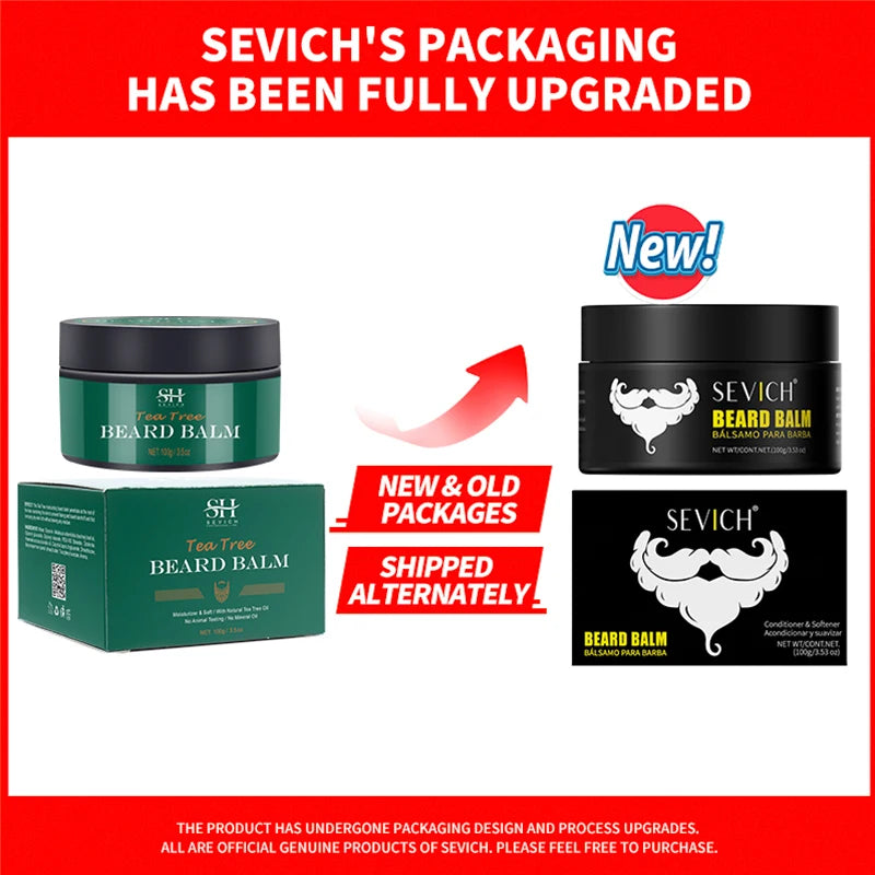 Natural Beard Balm Wax Tea Tree Beard Style Cream Soften Moisturize Thicken Professional Mustache Cream Beard Care For Gentlemen