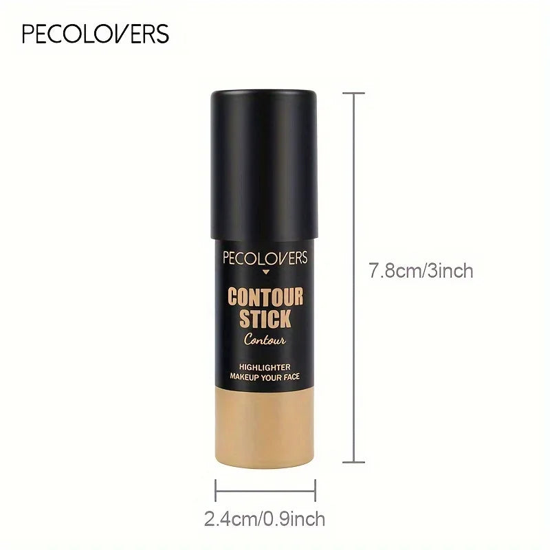 Contour stick highlighter makeup product with size dimensions, black and gold packaging
