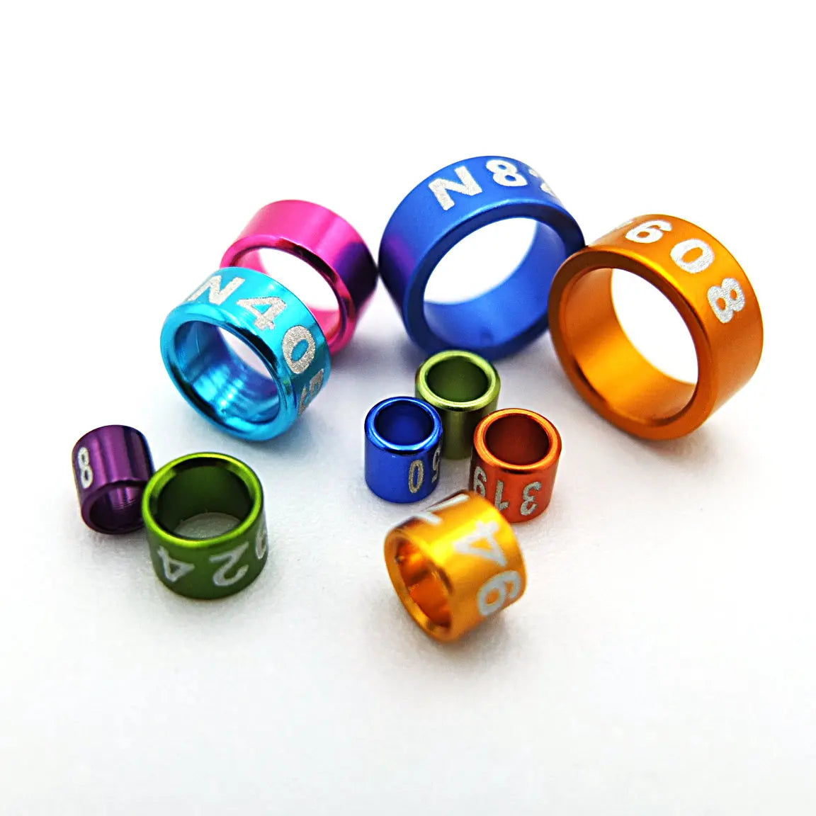 50PCS 2.6mm~8.0mm Aluminum Closed Bird Leg Rings for Bird Newborn 5 Days | Assorted Colors & Unique ID Numbered Bird Leg Bands