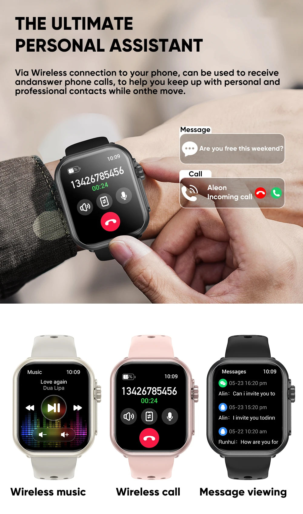 2025 New 1000mAh Battery AMOLED Smart Watch Ultra K62 Men Women Heart Rate 100+Sport HD Bluetooth Call IP67Waterproof SmartWatch