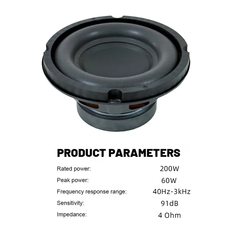 6.5 inch 200W Car Subwoofer Audio Speaker Bass for Car Home Theater System Upgrade Stereo Component Modification Truck Woofer