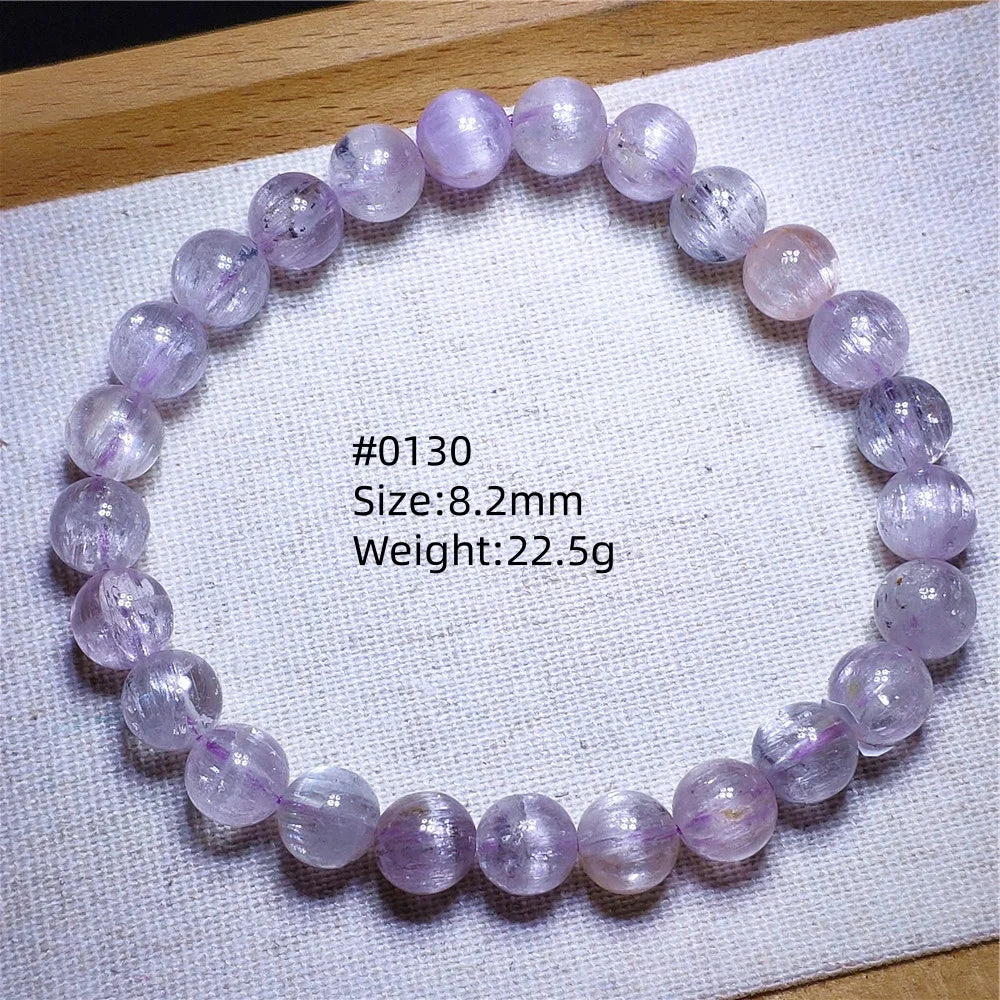 Natural Purple Kunzite Clear Round Beads Bracelet Jewelry Women Men Colorful Kunzite Bracelet Cat Eye Women Men AAAAAA