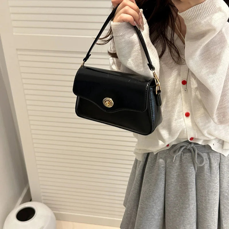 Retro Style Commuter Women's Small Square Bag Fashionable Shoulder Crossbody Bag Soft PU Leather Casual Handbag