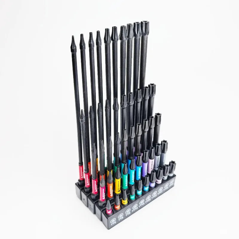 25-150mm Magnetic Screwdriver Bit Set S2 Alloy Steel Torx Impact Screw Driver Bits Hex Shank Batch Head with Holder Hand Tools
