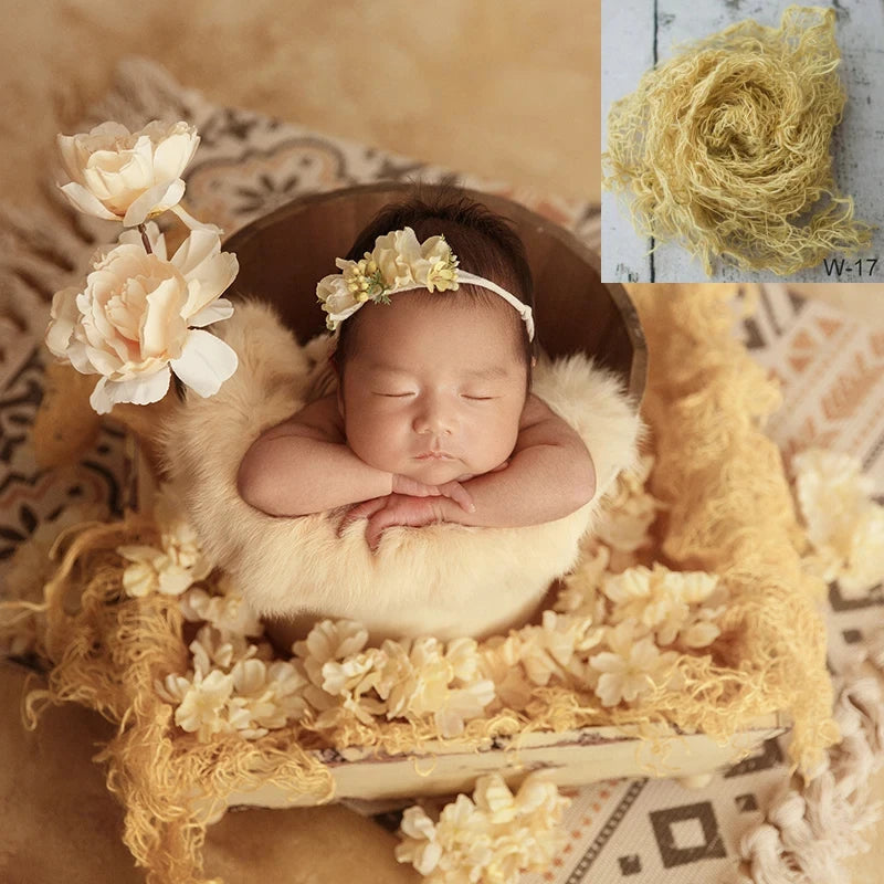 Newborn Photography Props Handmade Twine Net Folding Linen Blanket Mat Background Photo Decoration Studio Shooting Accessories