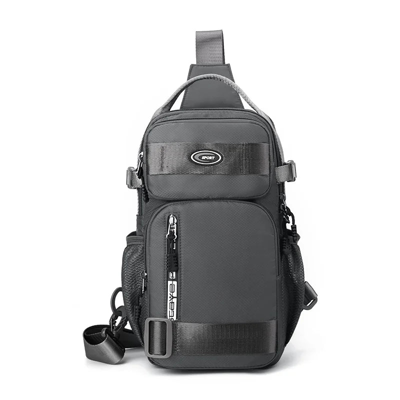Fashionable Men's Crossbody Bag Student Casual Waist Bag Nylon Material Zipper Closure Soft Handle Multi-Compartment Pack