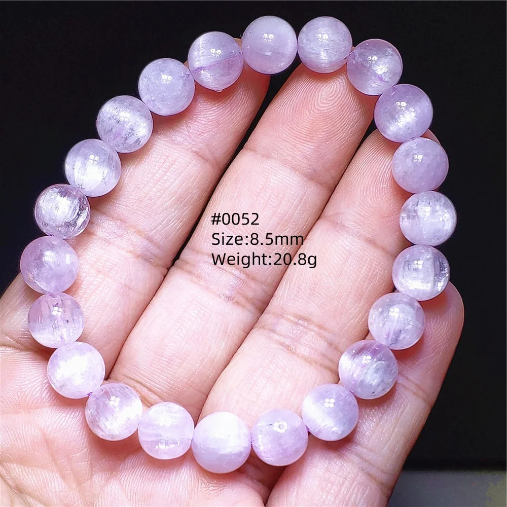 Natural Purple Kunzite Clear Round Beads Bracelet Jewelry Women Men Colorful Kunzite Bracelet Cat Eye Women Men AAAAAA