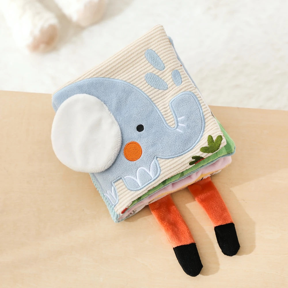 Baby Toys Cloth Book Early Educational Baby Toys Sensory Book Baby Soft Books Toys Fluffy Cartoon Elephant Books With Mirror