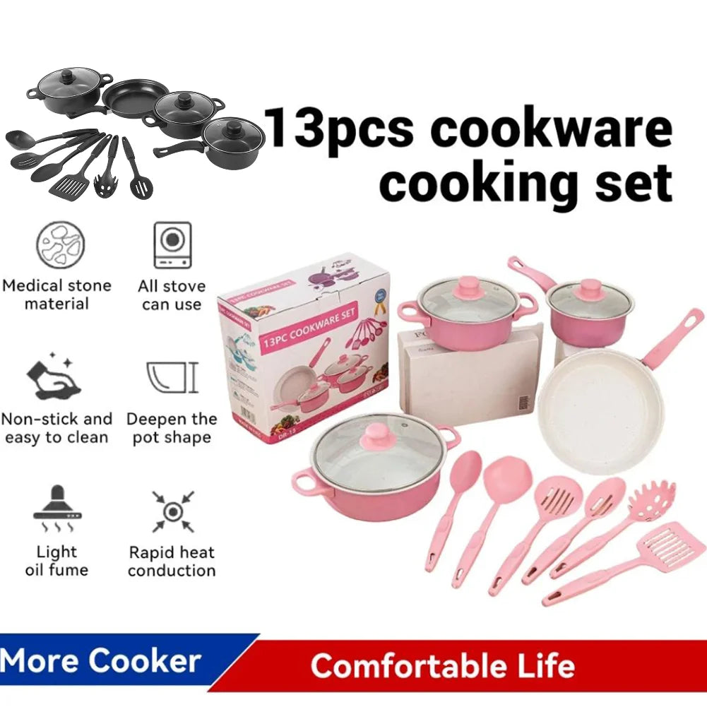 12-Piece Luxury Non-Stick Cookware Set Frying pan Casserole Dish Wok Skillet Versatile Stylish Durable Outdoor Set for All Types