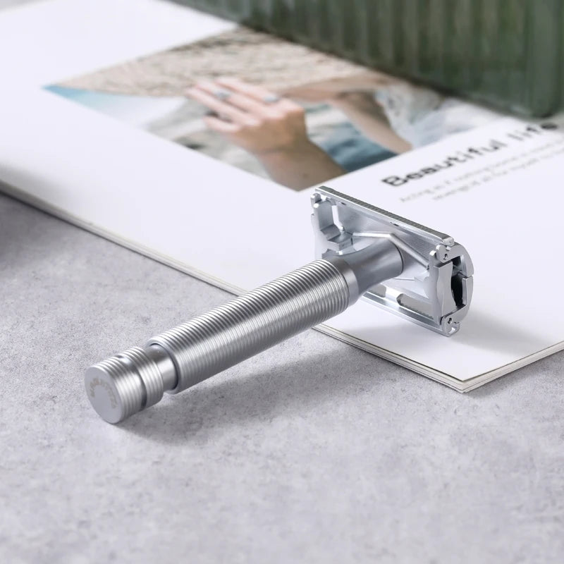 2026 Yaqi Monarch Safety Razor Matte Chrome Color Men's Shaving Razor Double Edge Manual Vintage Shaving Tool