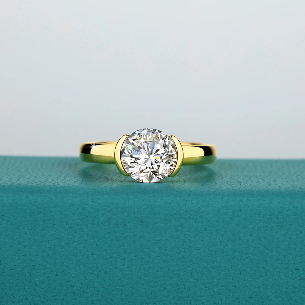14K Gold Certified Oval Cut Moissanite Ring for Women Lab Created Diamond Engagement Wedding Yuan Bao Ring Jewelry Classic