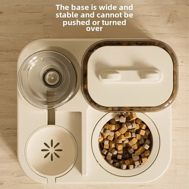 1EE 1Automatic Cat Feeder & Water Fountain Set - Food Grade Plastic - for Cats & Dogs - Gravity Feed Design