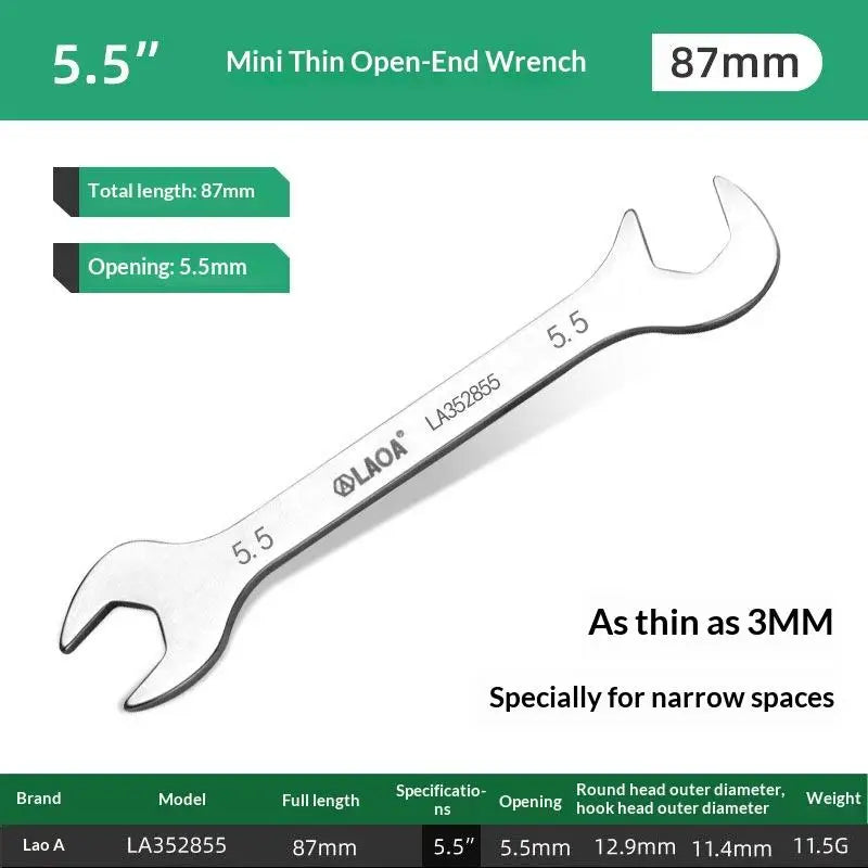 1/8/10Pcs Mini Thin Stainless Steel Double Open-end Wrench 5-11mm Dual-purpose Wrench For Repair Hand Tool Accessory