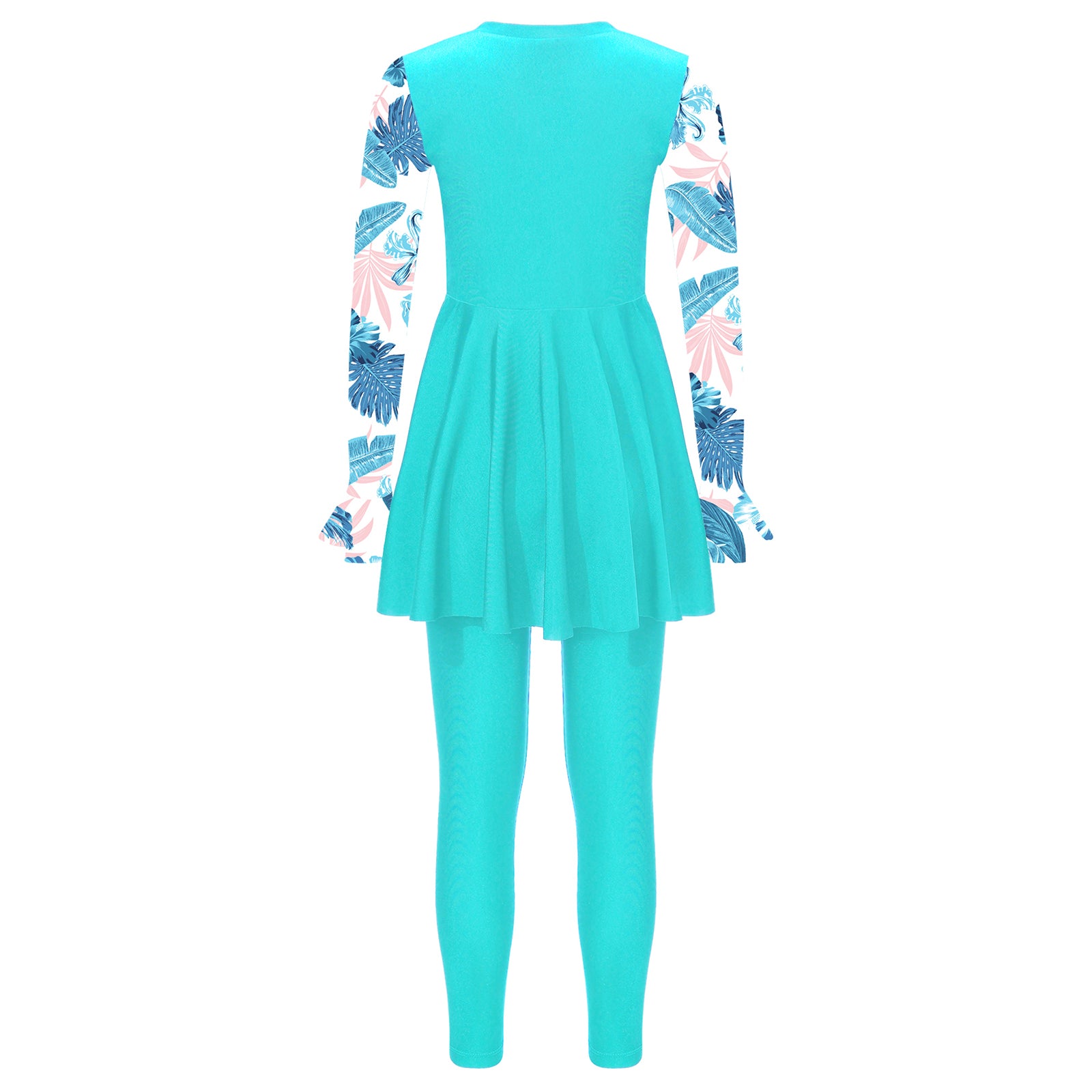 Girls Swimsuits 2 Piece Rash Guard Set UPF 50 Sun Protection Long Sleeve Swim Dress with Leggings Kids Full Body Cover Beachwear