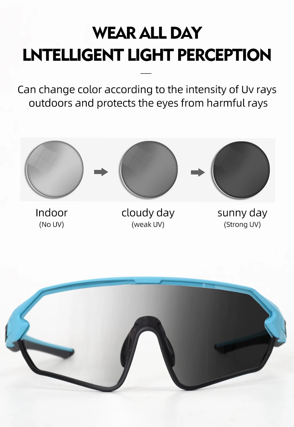 ThinkRider Bike Photochromic Cycling Glasses Bicycle Glasses Sports Men's Sunglasses MTB Road Cycling Eyewear Protection Goggles