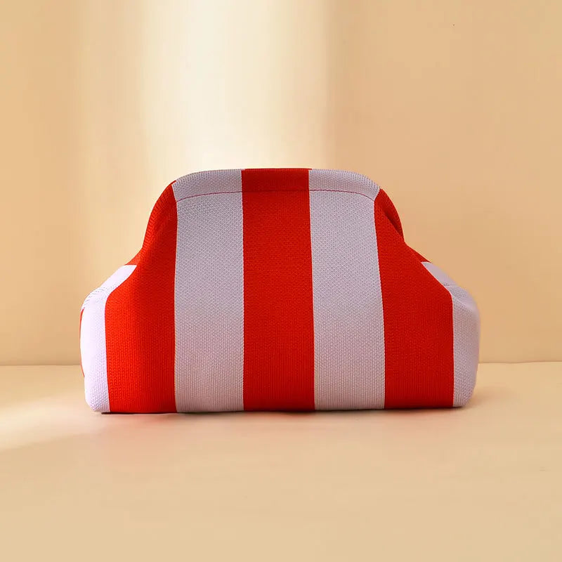 Striped Beach Bag Cloud Knitted Fashion Commuter All-Match Makeup Bag Weave Cross-Border Style Polyester Pillow-Shaped Bag